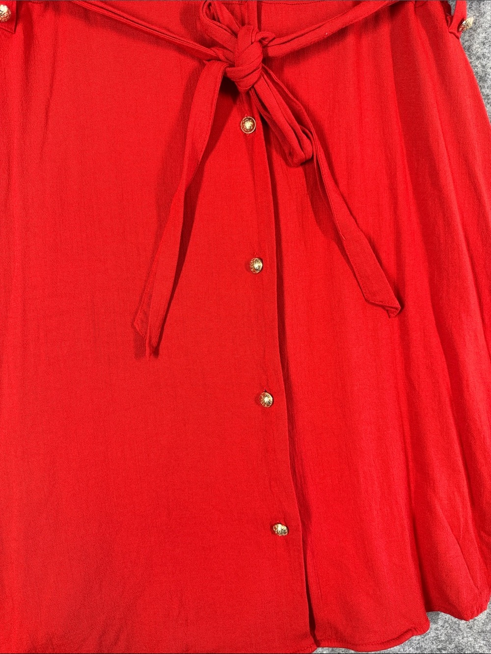 Torrid Red Shirt Dress Size 2 Plus Tie Waist Button Front Casual Midi Summer - Picture 3 of 16